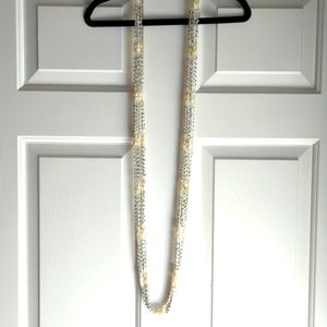 3/$15 - NWOT Ivory Infinity Scarf Necklace With Silver Bling